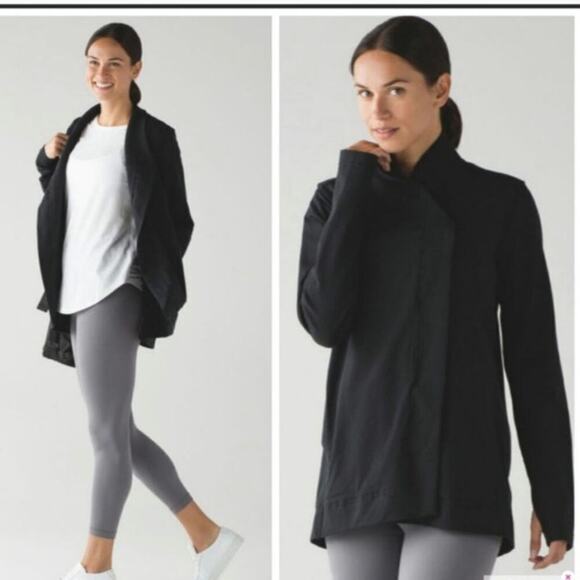 Lululemon Belle Wrap Asymmetrical Sweatshirt in Navy Blue, sz 2 - Picture 2 of 13